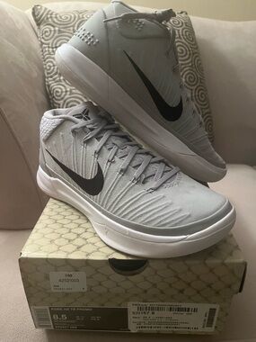 Nike Light Gray High-Top Sneakers with Black Swoosh